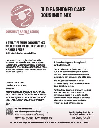 Old Fashioned Cake Doughnut Mix Sell Sheet Page