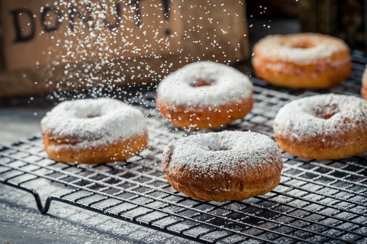 Donuts Decorated With Powder Sugar
