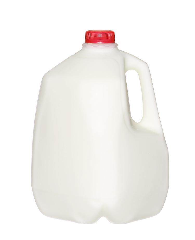 Gallon Milk Bottle With Red Cap Isolated On White