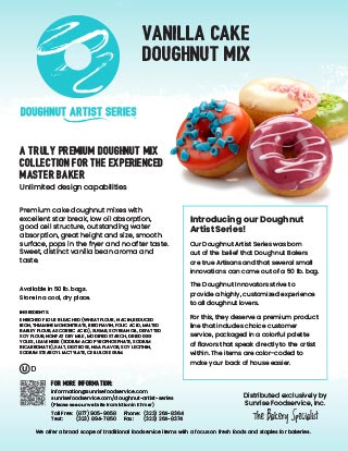 Vanilla Doughnut Mix Sell Sheet Page