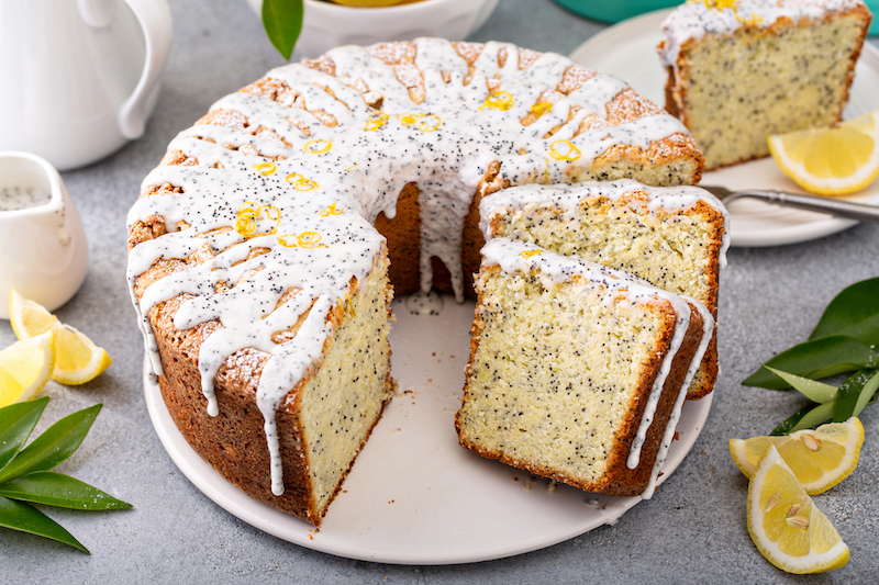 Lemon Poppy Seed Pound Cake With Powdered Sugar Glaze